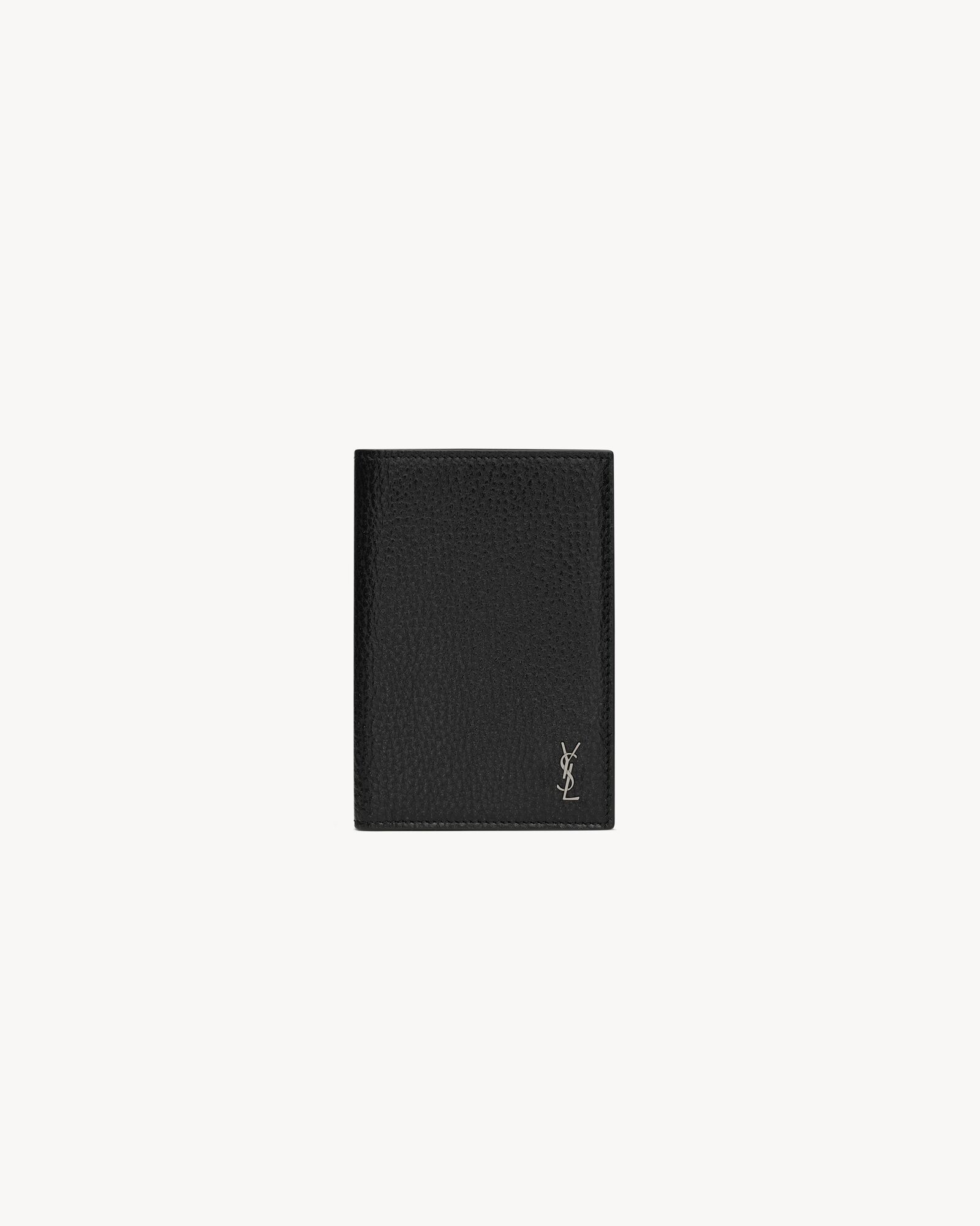 黑色TINY LE CASSANDRE粒面皮革信用卡钱包