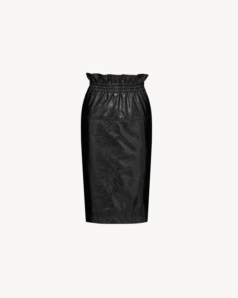 涂层棉质束褶铅笔裙