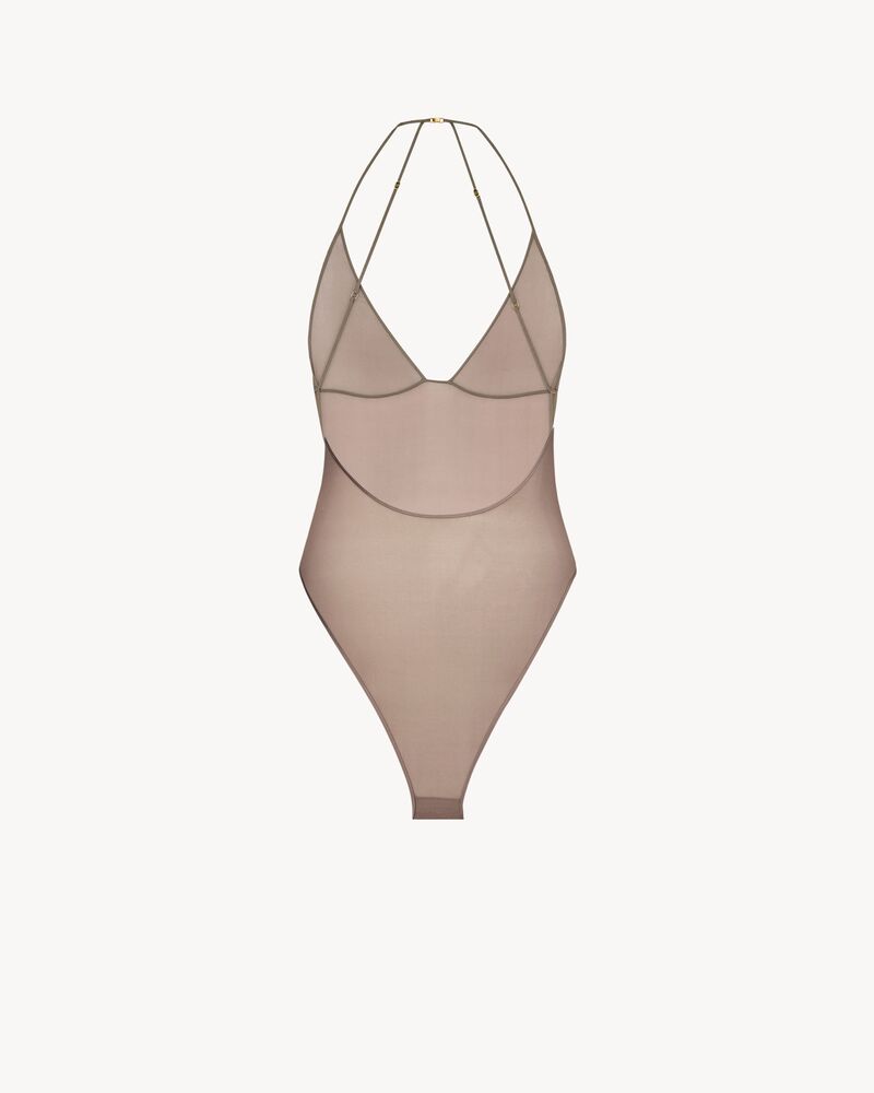 弹力桑蚕丝平纹细布露背连身衣