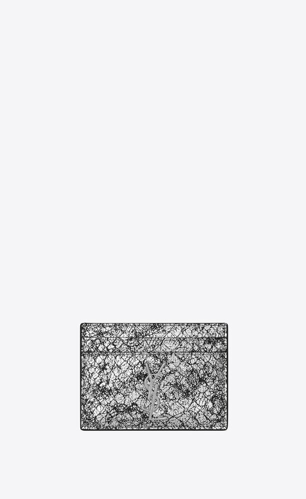 SAINT LAURENT圣罗兰中国官方网站 MONOGRAM金银丝蟒蛇纹压印皮革卡包