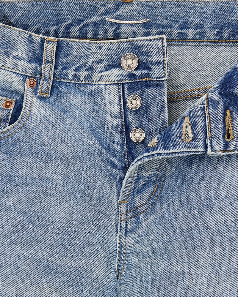 南方蓝修身牛仔裤