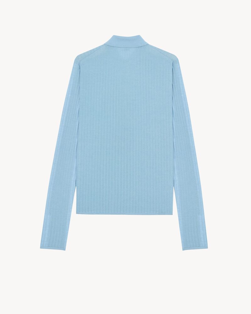 扁平罗纹山羊绒、羊毛和桑蚕丝POLO衫