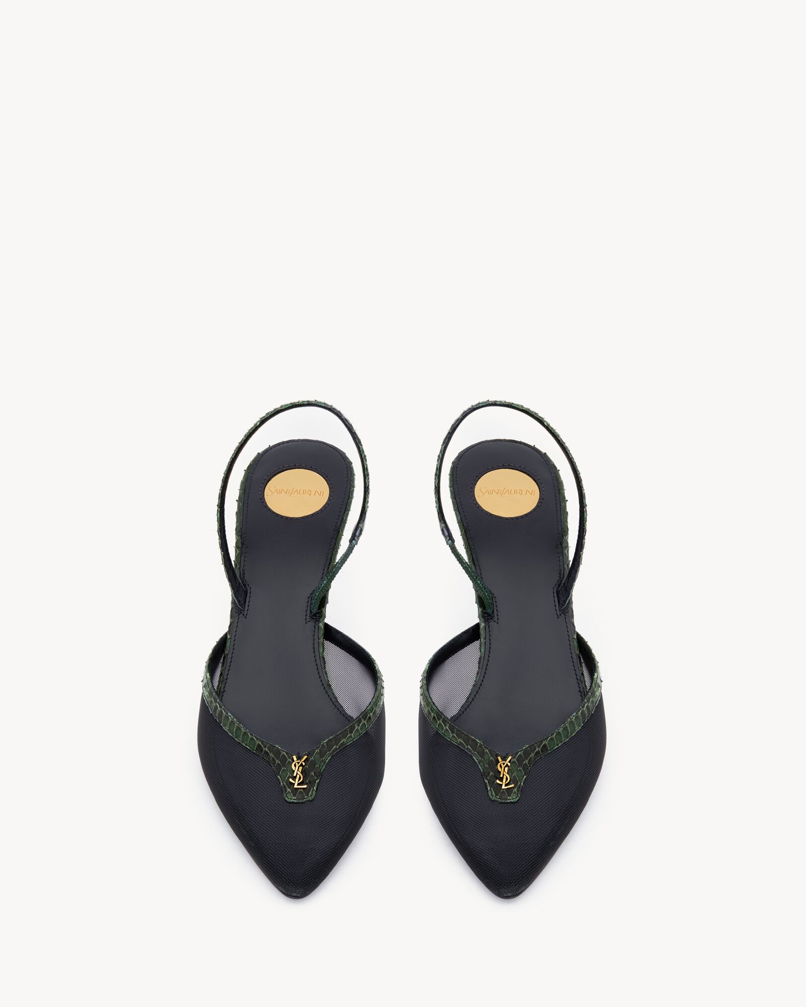 FOLIE网眼和蛇皮革露跟高跟鞋