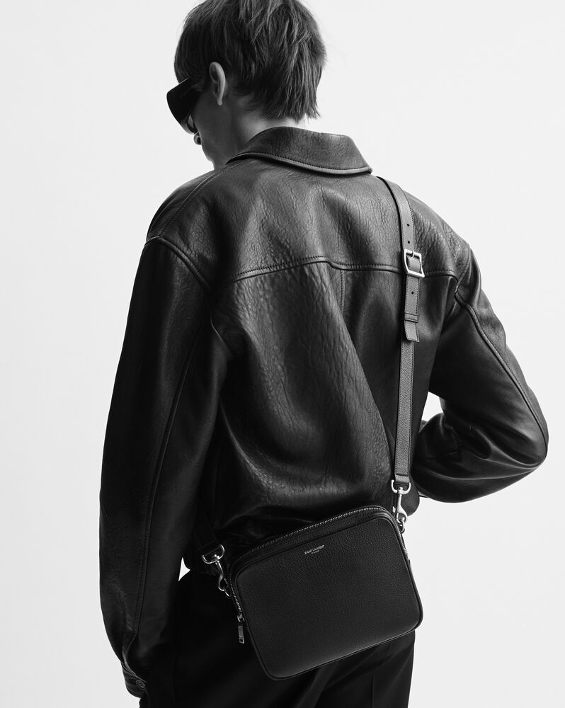 SAINT LAURENT小号粒面皮革相机包