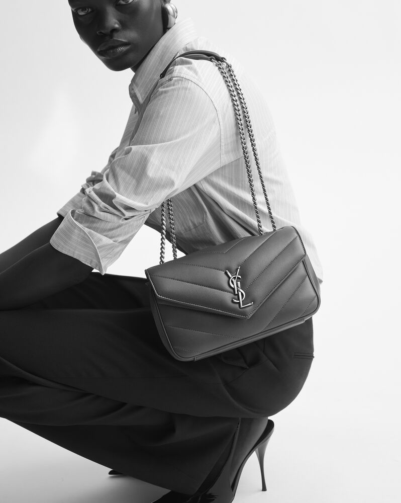 LOULOU小号绗缝绒面革手袋