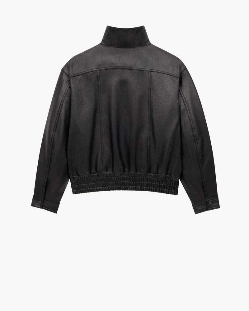 压纹羊皮革飞行员夹克