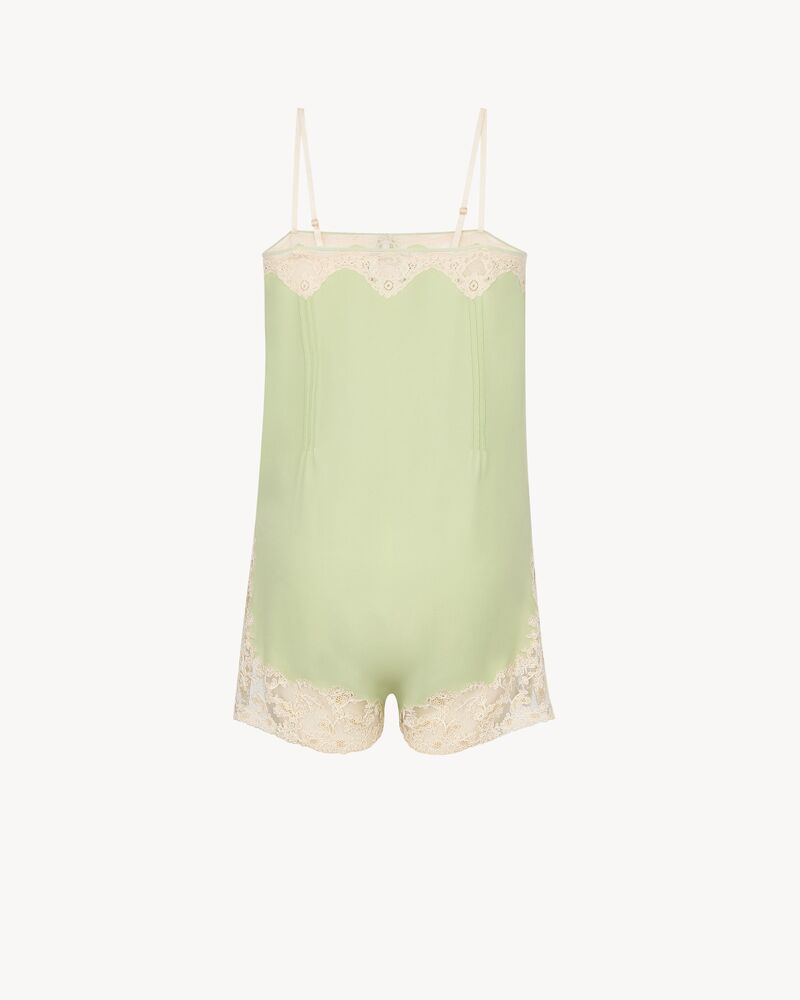 桑蚕丝平纹绉缎蕾丝连衫裤