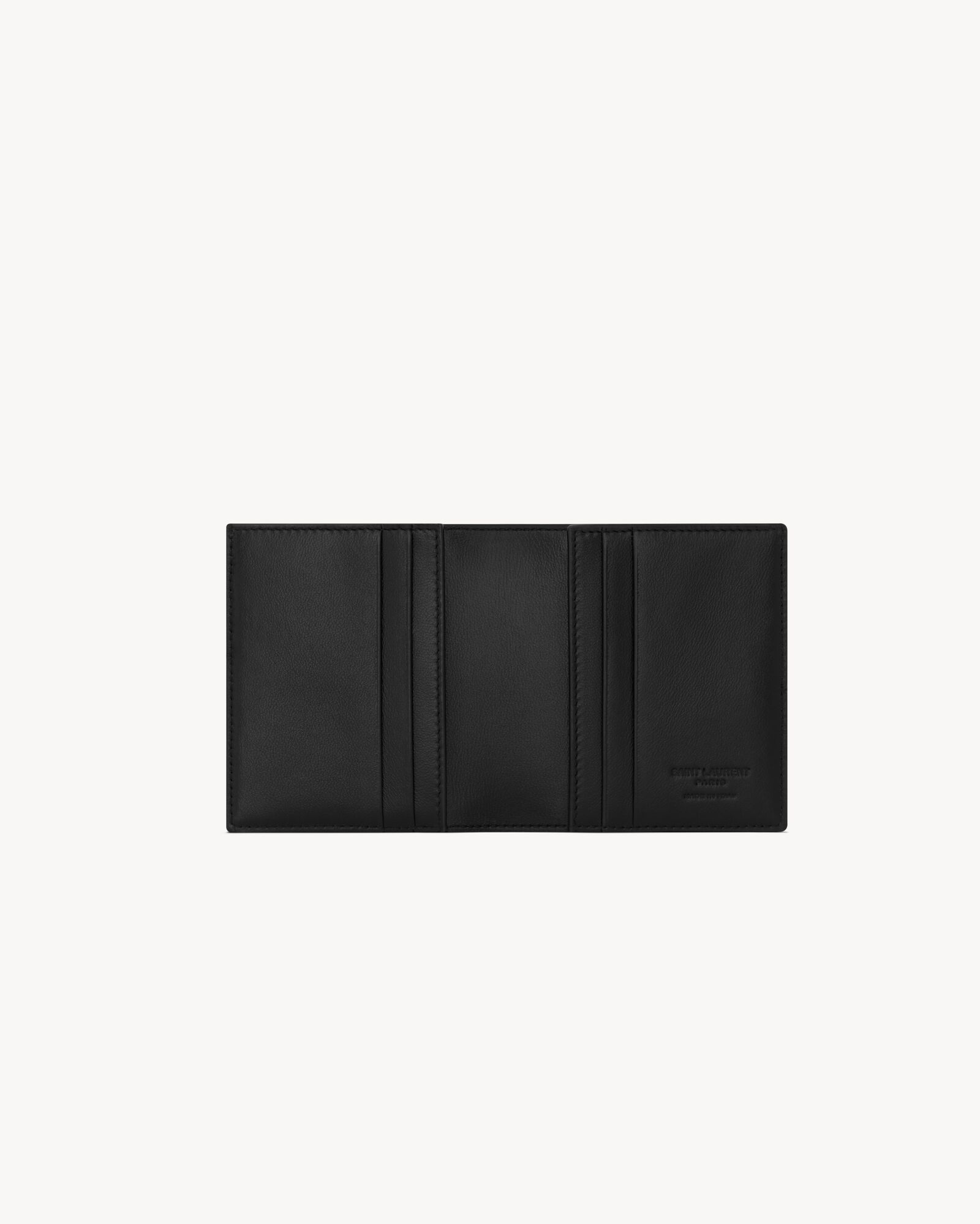 黑色SAINT LAURENT PARIS光滑皮革双面卡包