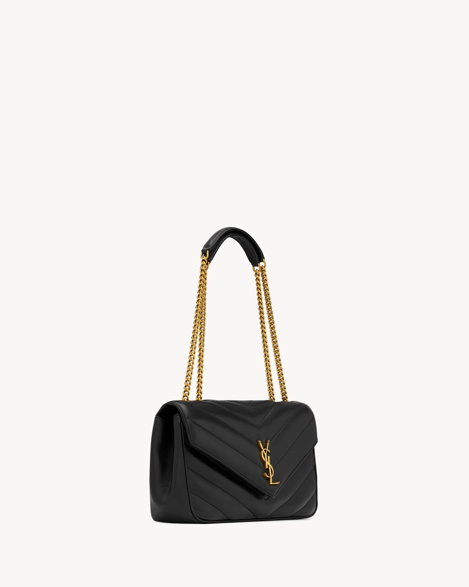 黑色LOULOU中号绗缝小羊皮手袋