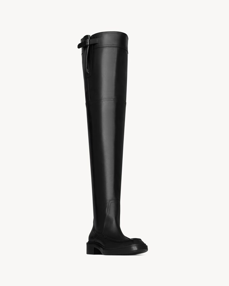 JOE光滑皮革过膝靴