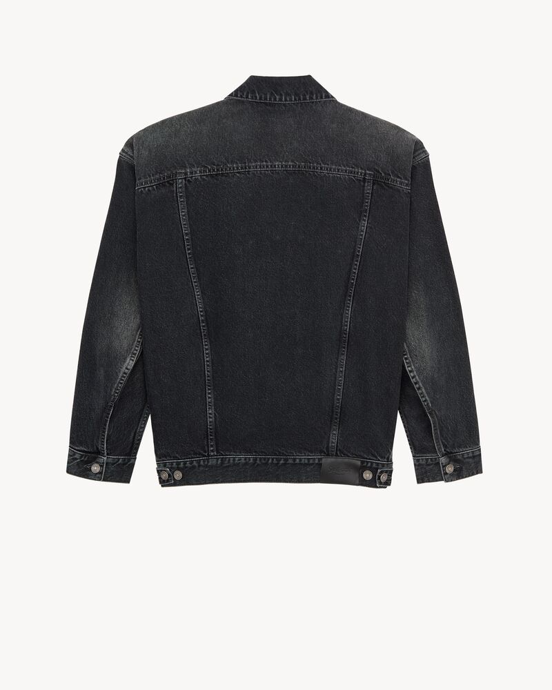 超大70年代风格陈旧蓝色牛仔夹克