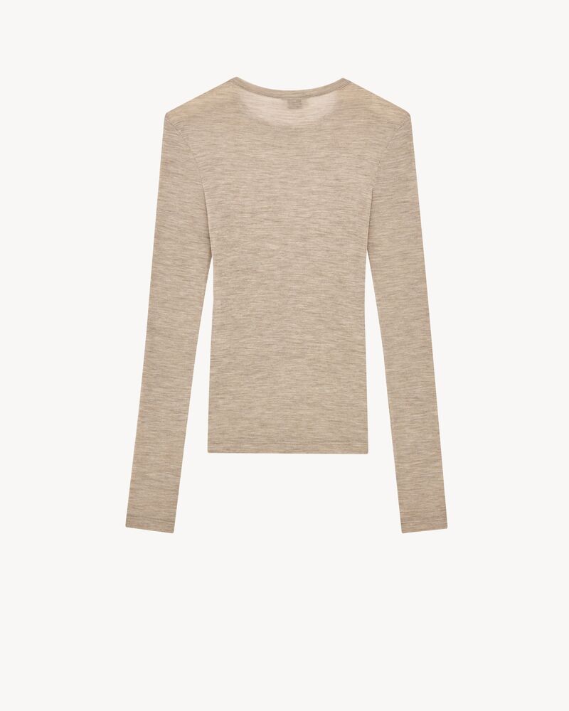 半透明圆领平纹针织毛衫