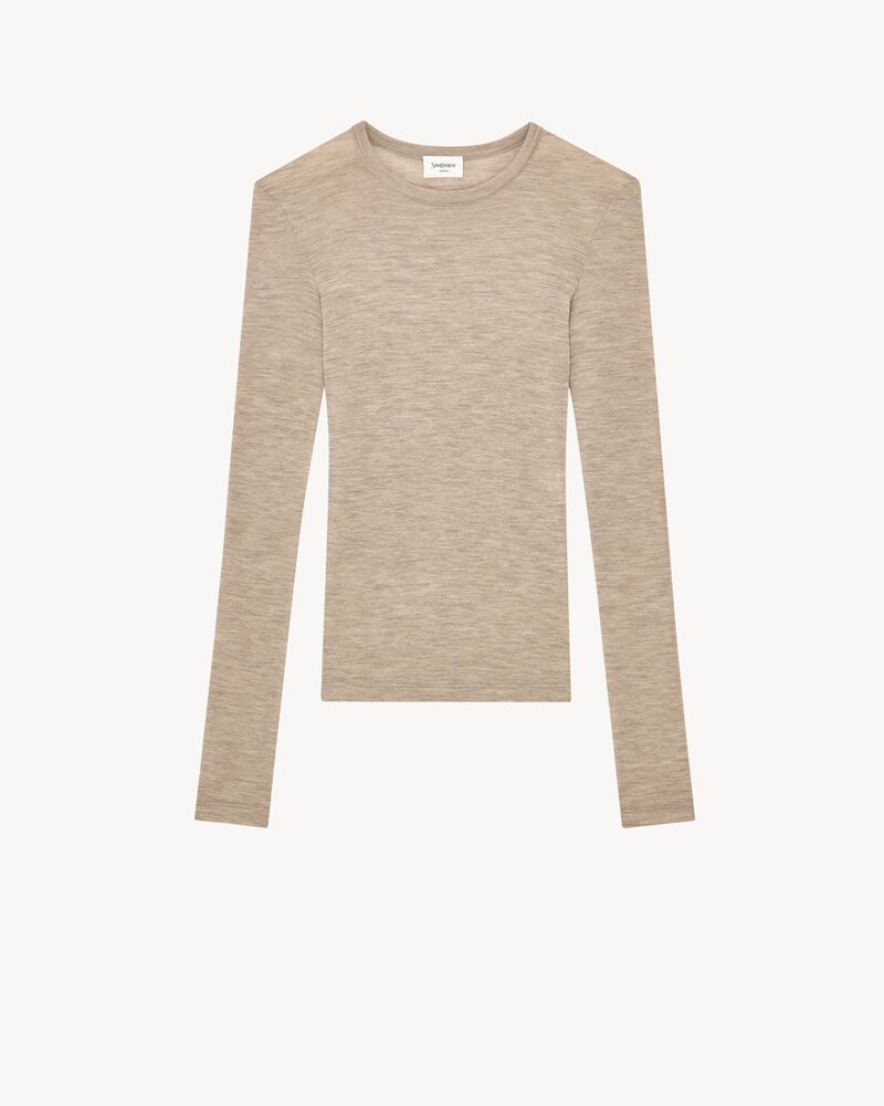 半透明圆领平纹针织毛衫