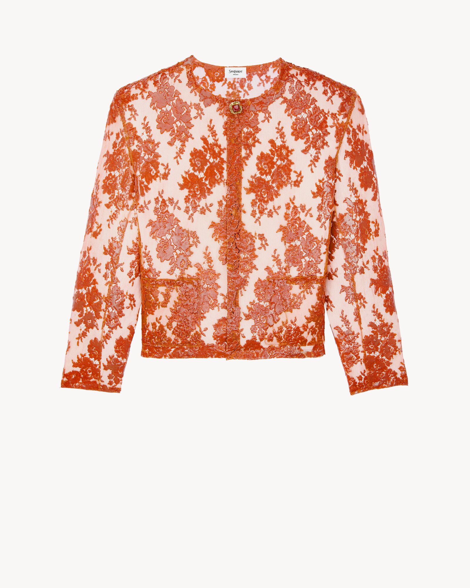 短款硅胶涂层蕾丝夹克
