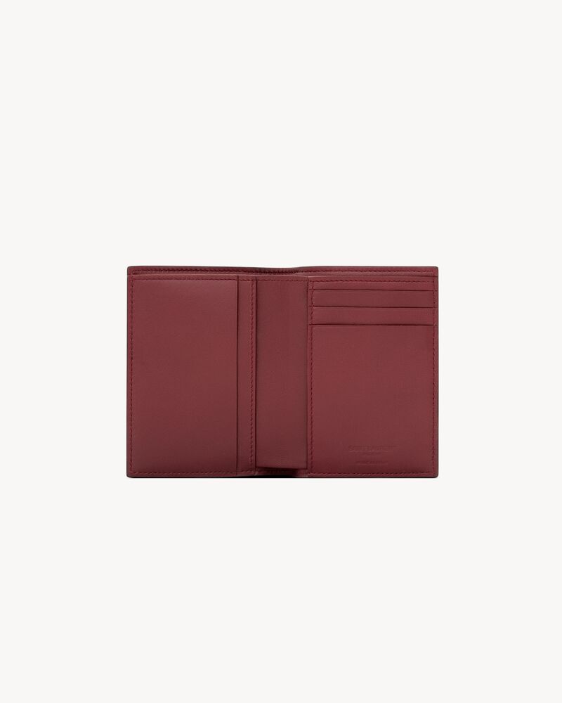 SAINT LAURENT PARIS双色光滑牛皮革信用卡钱包