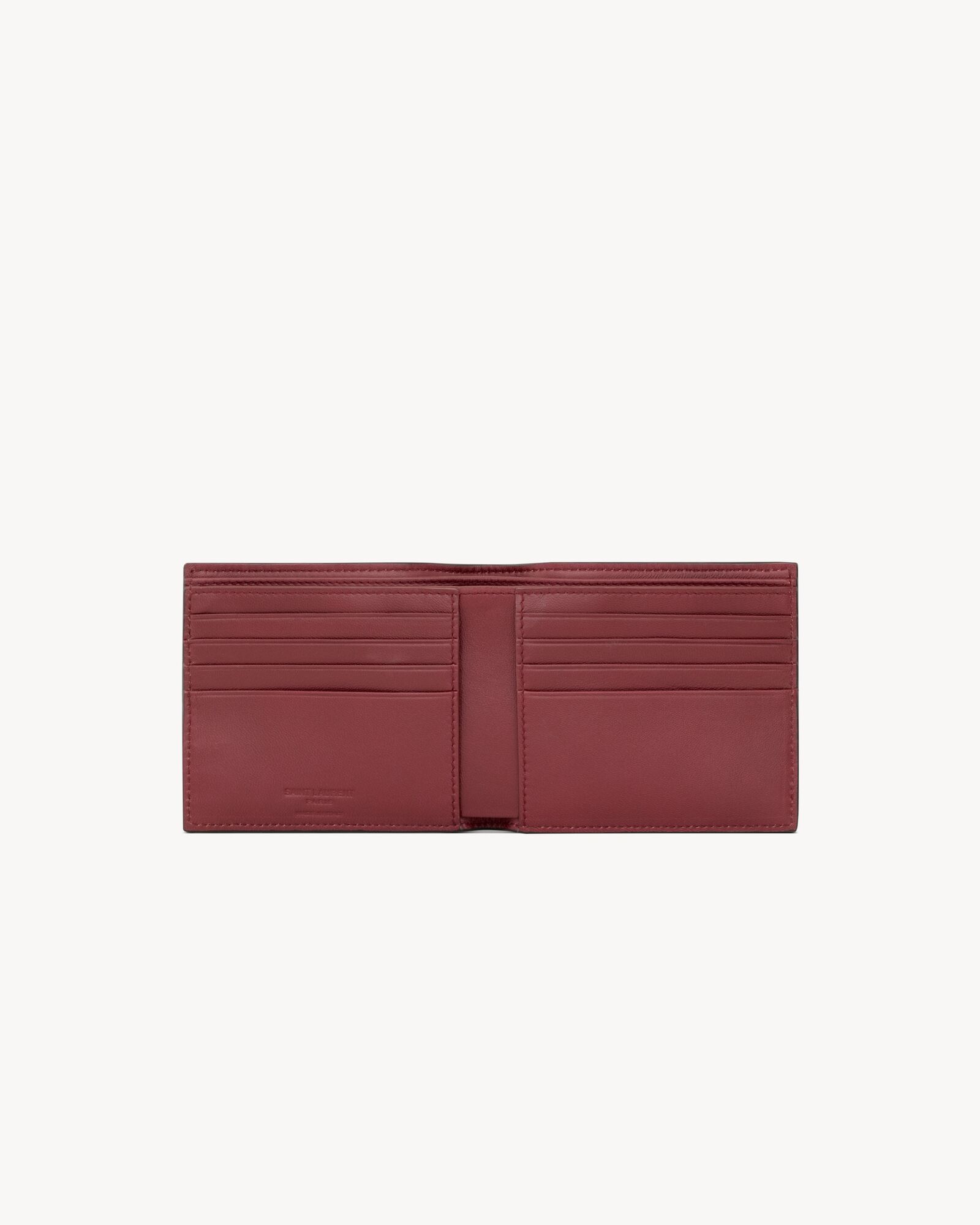 SAINT LAURENT PARIS双色光滑牛皮革横款钱包