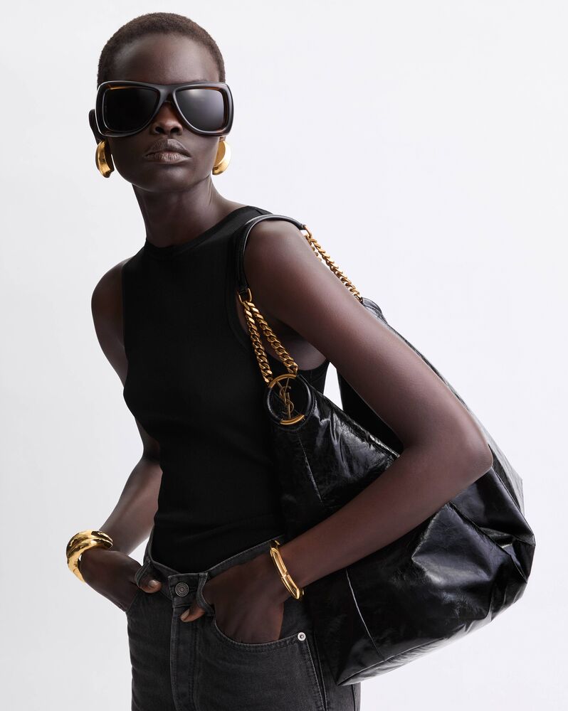 HORTENSE亮面皮革Hobo手袋