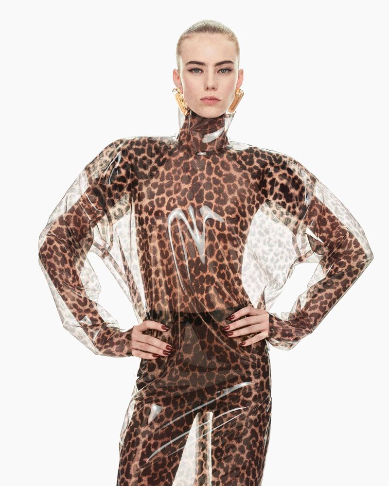 豹纹硅胶方正版型连衣裙