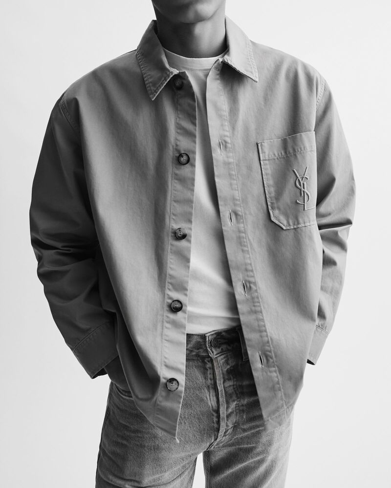 LE CASSANDRE棉质亚麻华达呢衬衫式外套