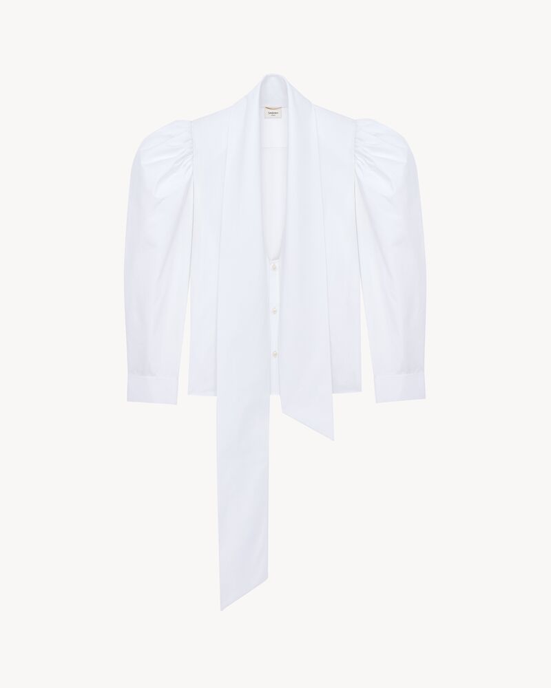 棉府绸灯笼袖衬衫