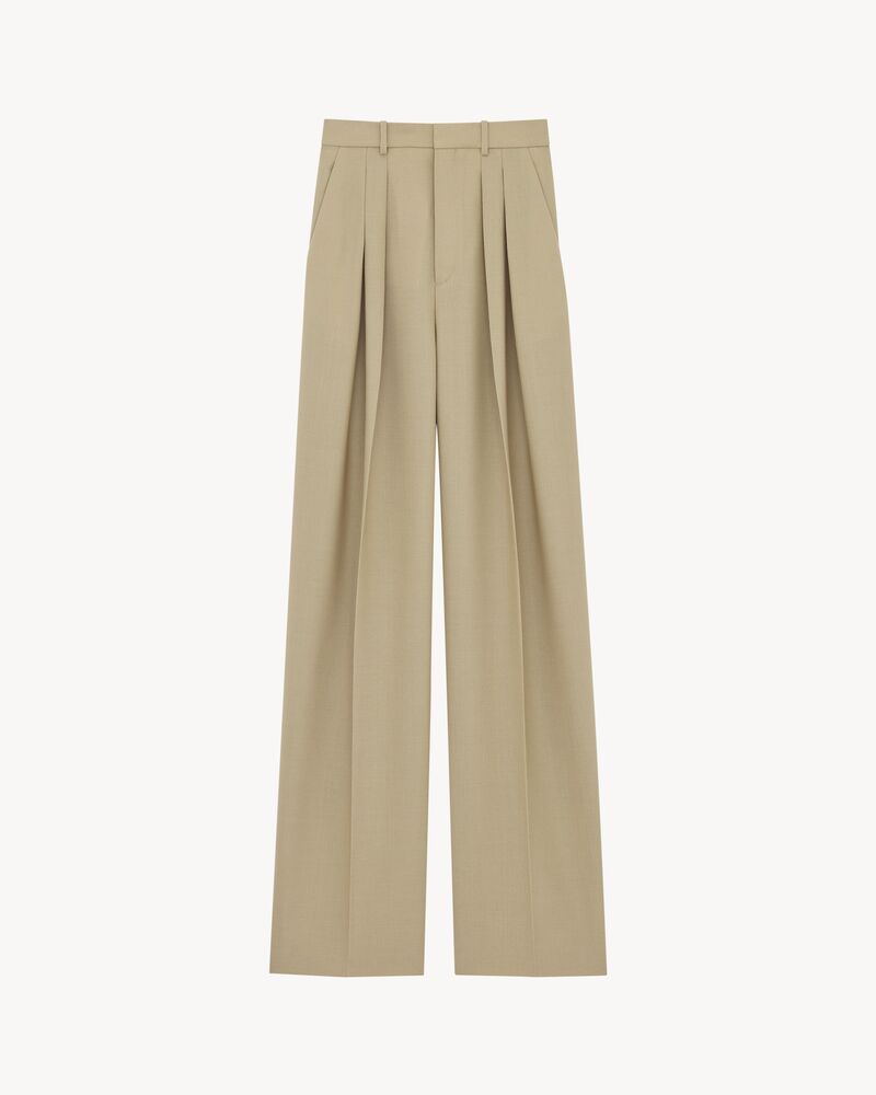 羊毛和桑蚕丝帆布长裤