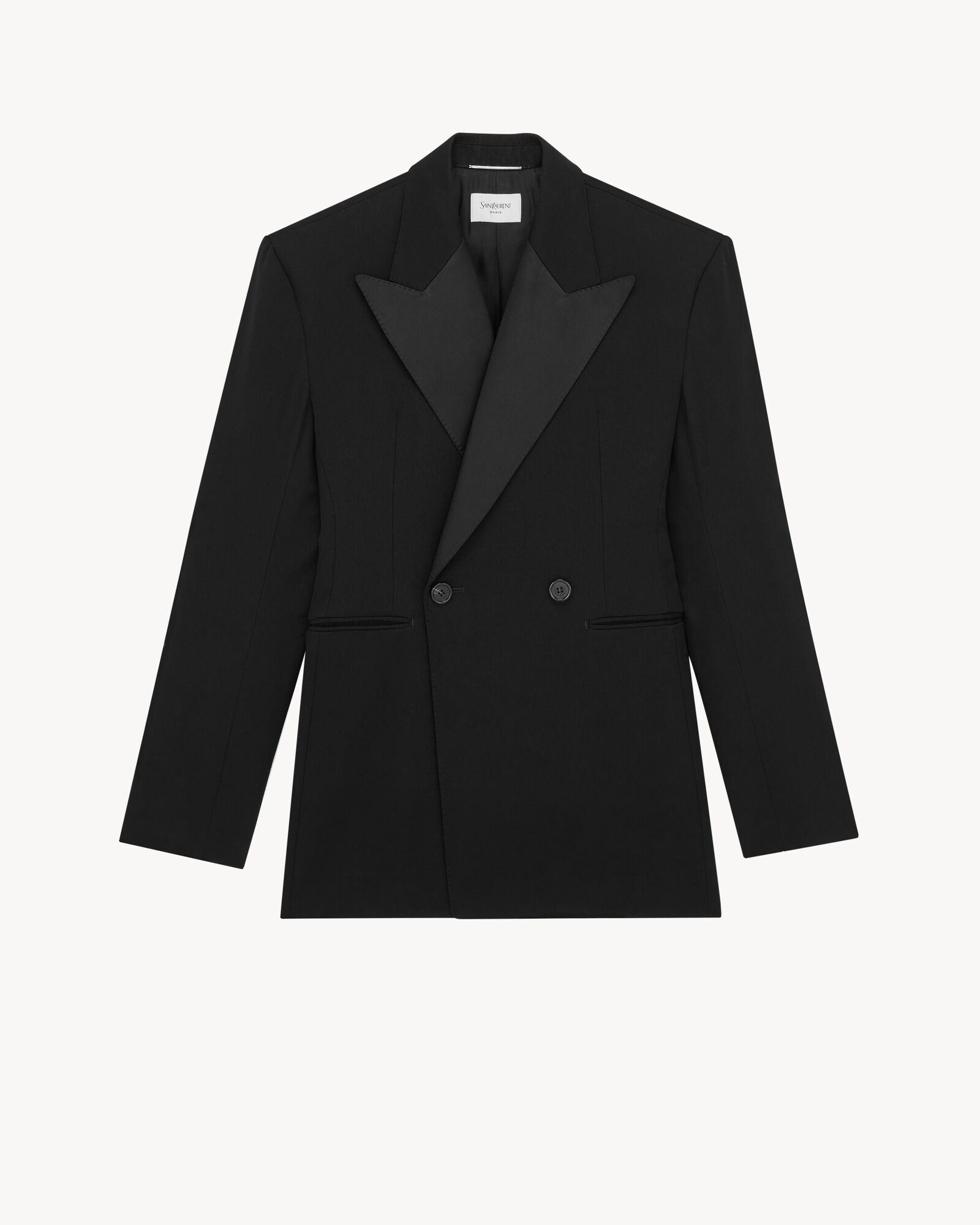 黑色GRAIN DE POUDRE粒纹无尾晚礼服夹克
