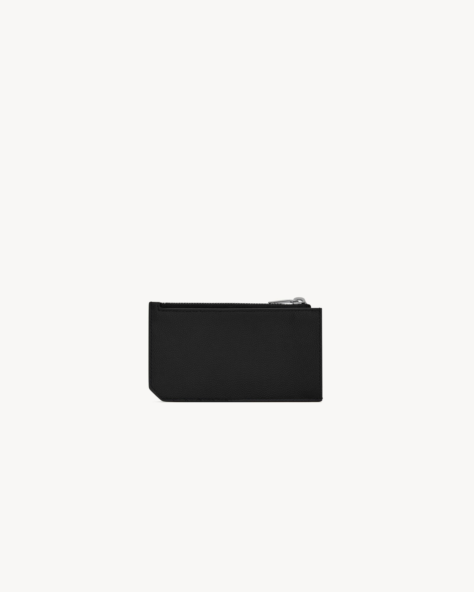 黑色SAINT LAURENT PARIS粒面皮革拉链卡包