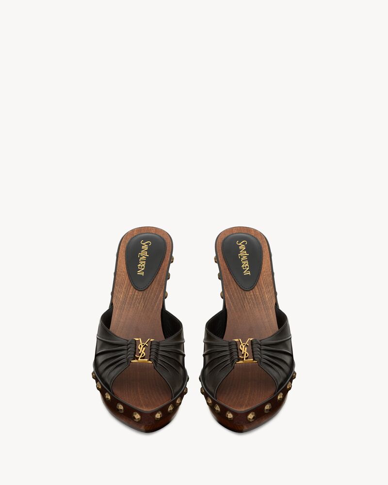 BABYLONE光滑皮革木底鞋