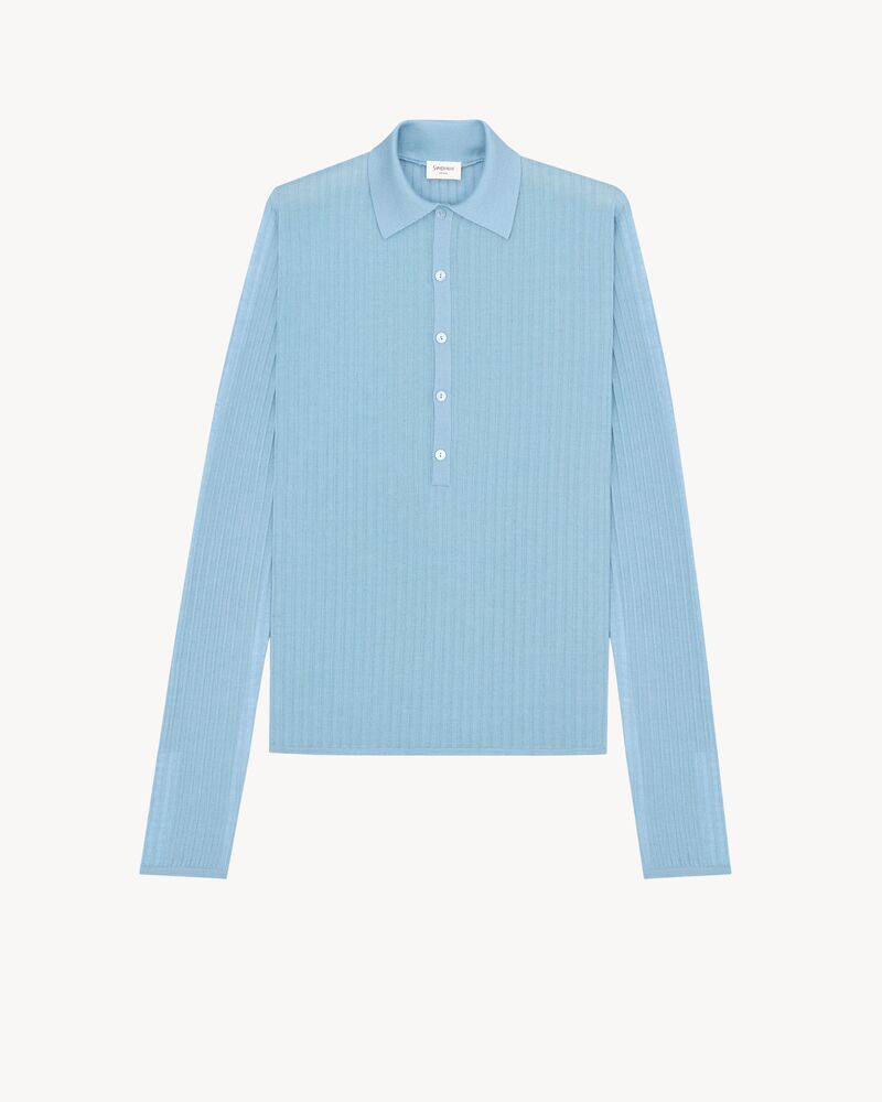 扁平罗纹山羊绒、羊毛和桑蚕丝POLO衫