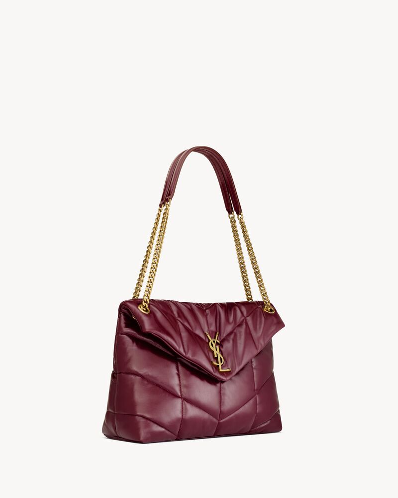 PUFFER中号亮面皮革手袋