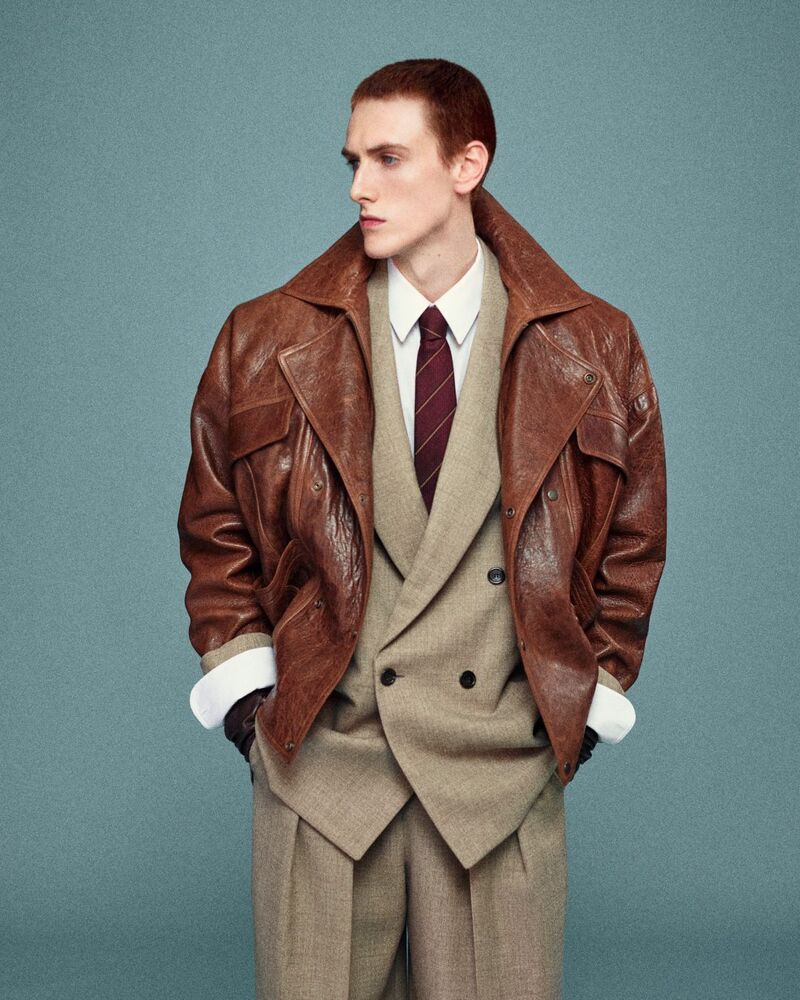 做旧羊皮革飞行员夹克