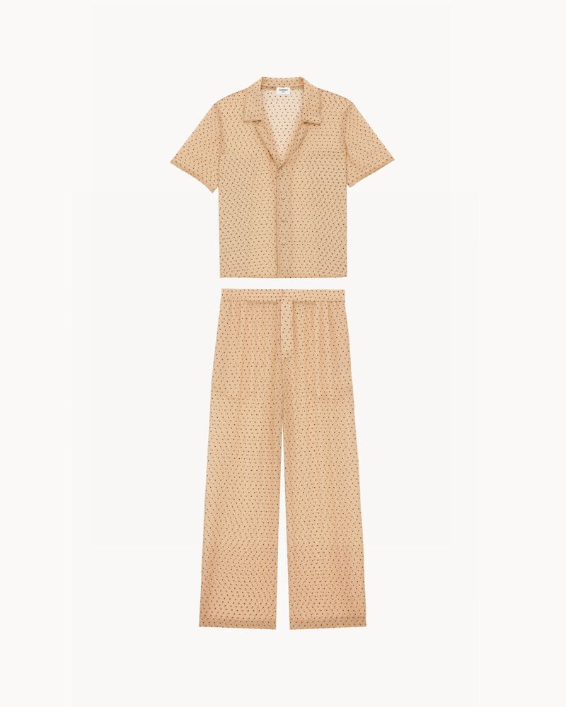 波点桑蚕丝雪纺睡衣套装