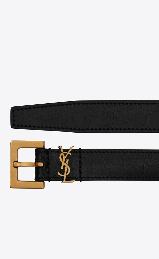 MONOGRAM 裂纹皮革窄腰带