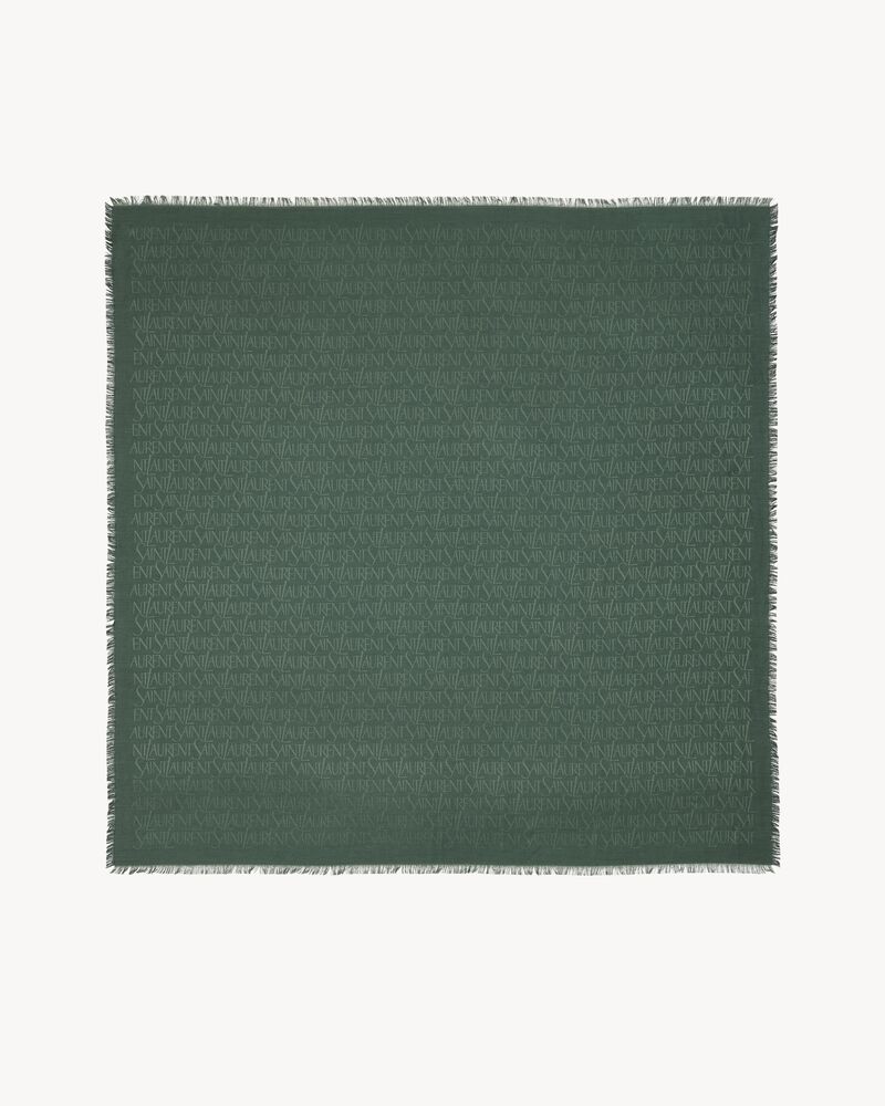 Saint Laurent桑蚕丝和羊毛提花大号方形围巾