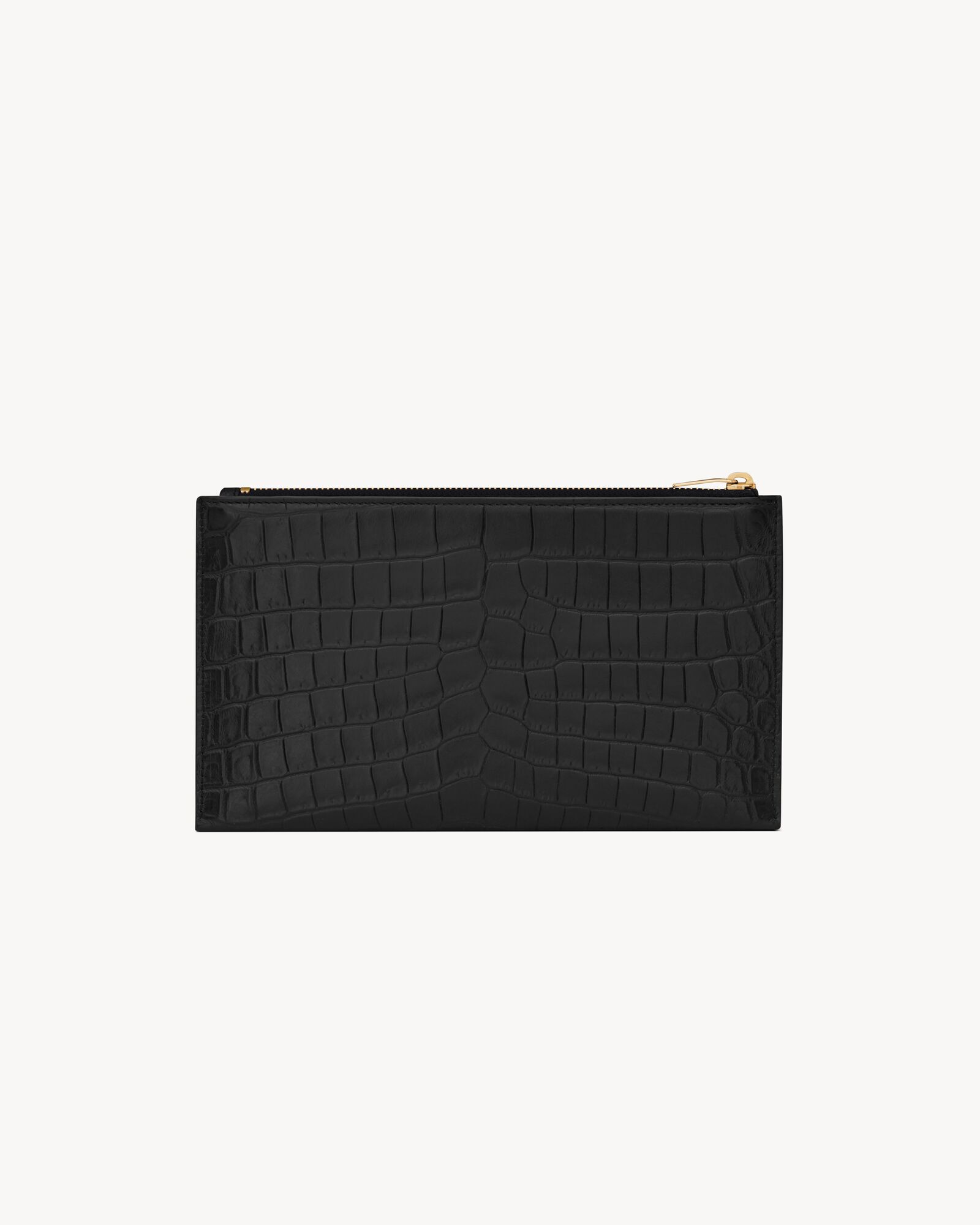 TINY CASSANDRE bill pouch in crocodile embossed matte leather