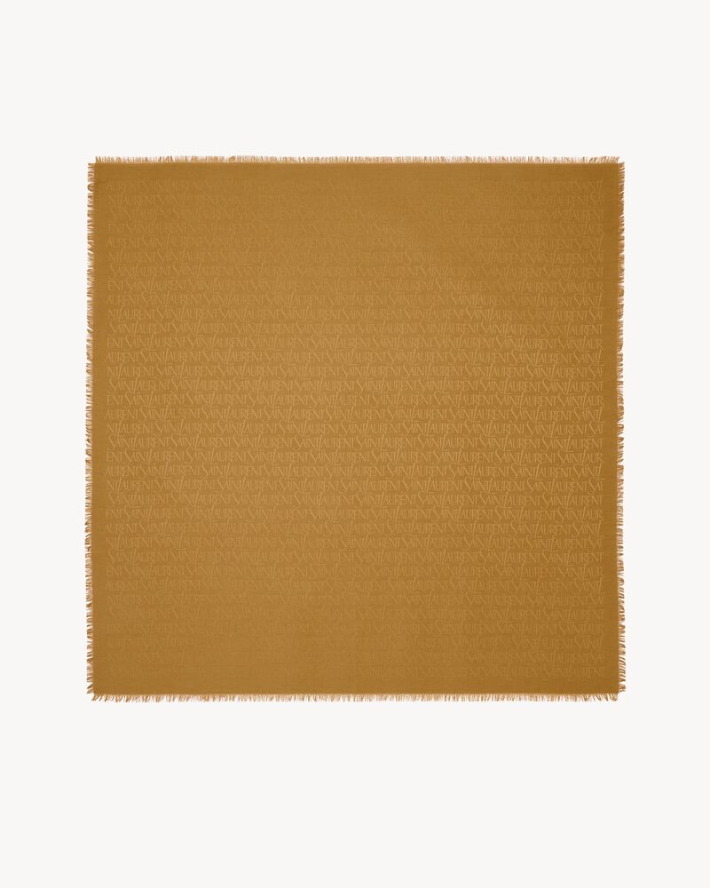 SAINT LAURENT桑蚕丝和羊毛提花大号方形围巾