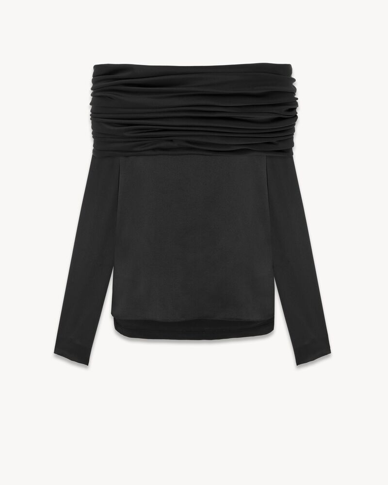 桑蚕丝绉缎露肩衬衫