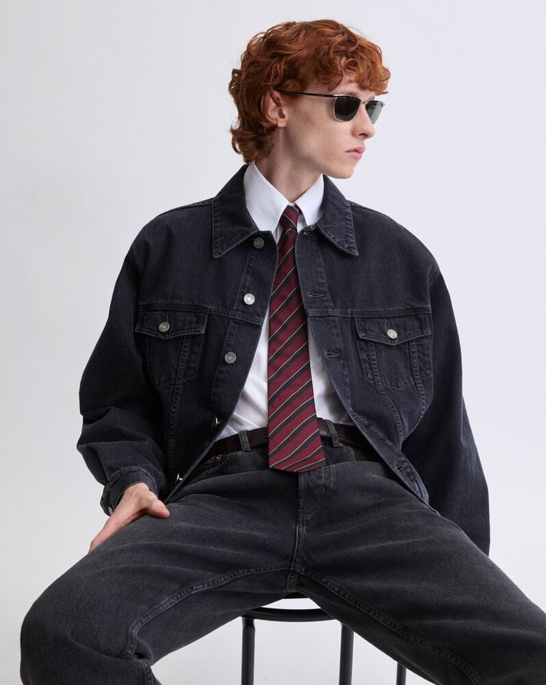 法式黑色牛仔卡车夹克