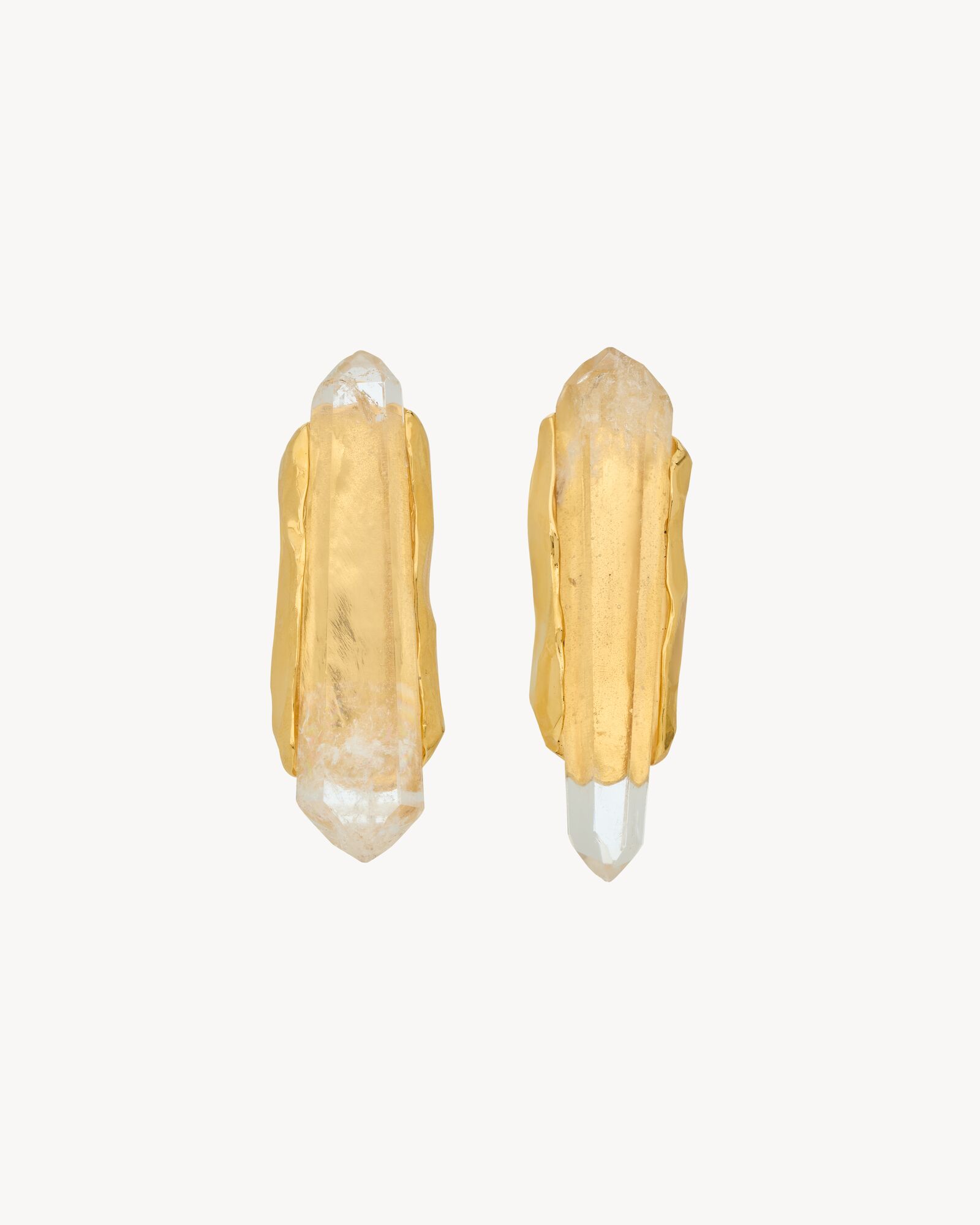 水晶岩和金属方尖碑造型耳环