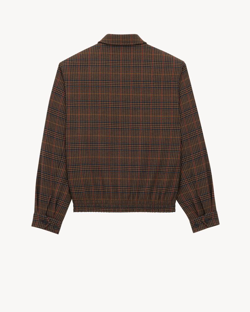 羊毛格纹加衬夹克