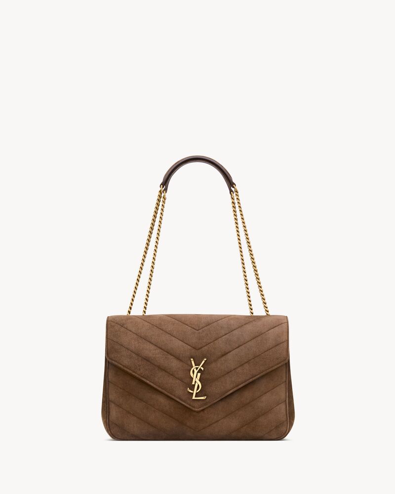 LOULOU大号绗缝绒面革手袋