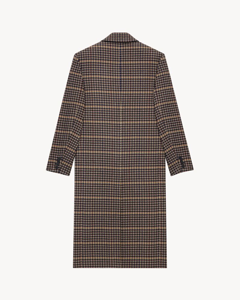 长款羊毛格纹大衣