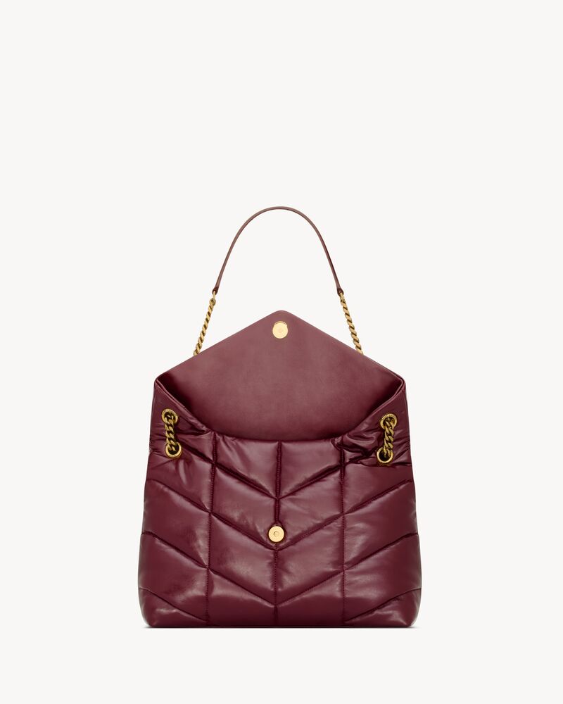 PUFFER中号亮面皮革手袋