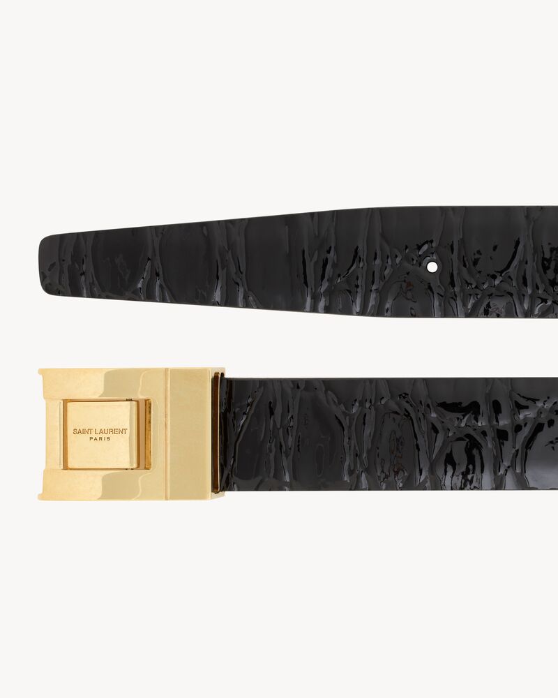 LA 76亮面皮革搭扣窄款腰带