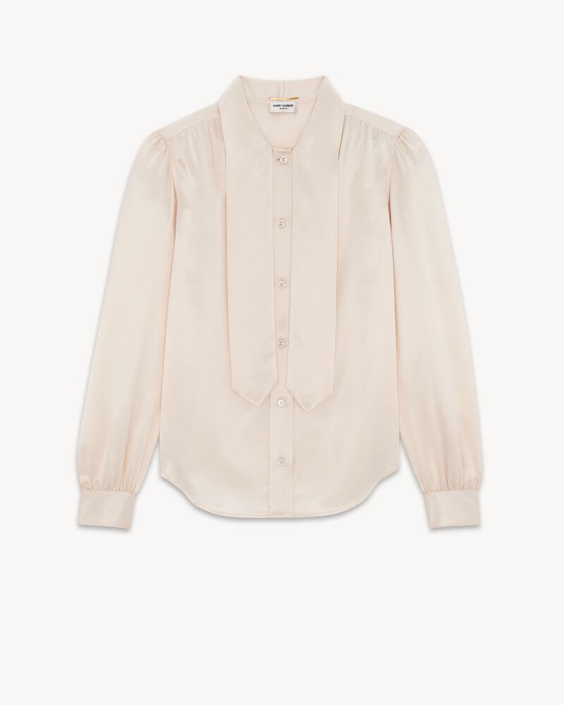 花结领桑蚕丝缎面衬衫