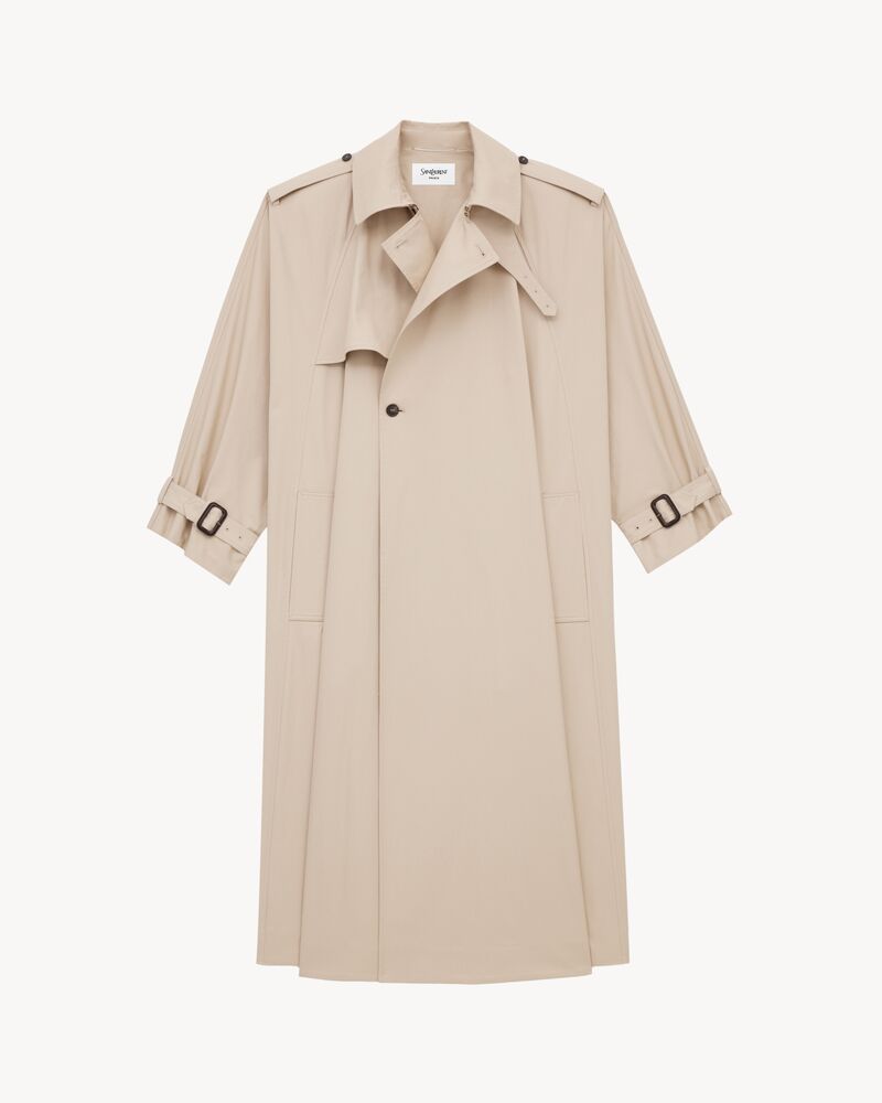 棉质斜纹披肩风衣