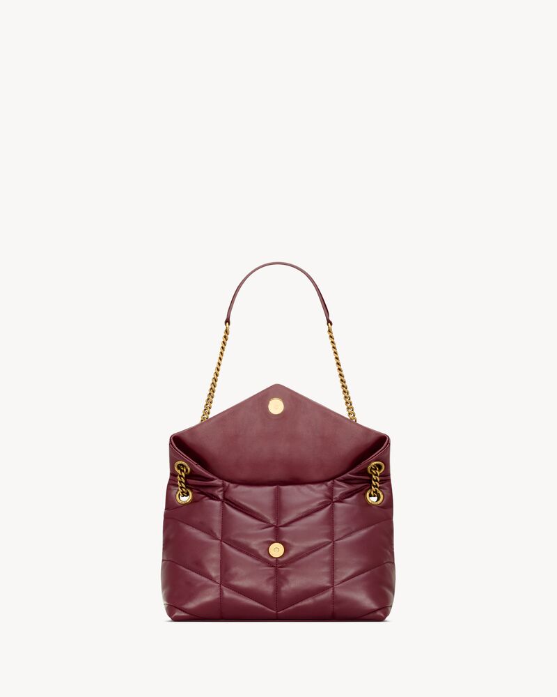 PUFFER小号亮面皮革手袋