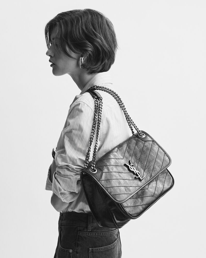 NIKI中号复古皮革手袋