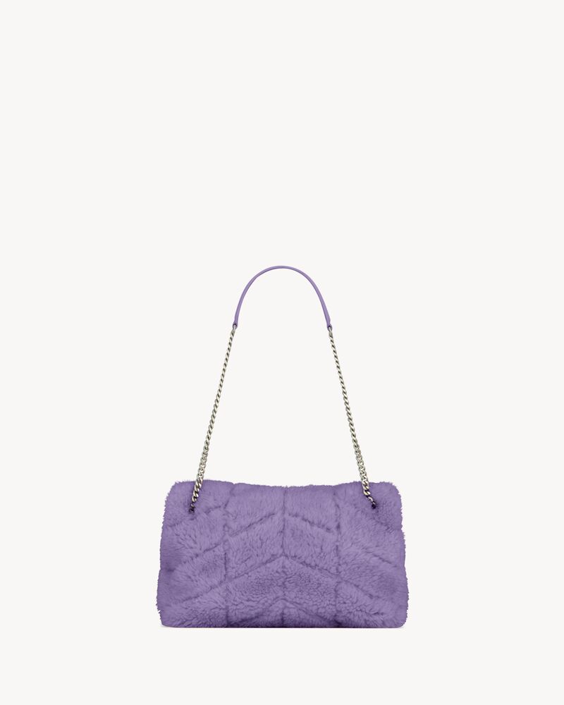 Puffer小号美利奴羊毛皮和小羊皮链条包