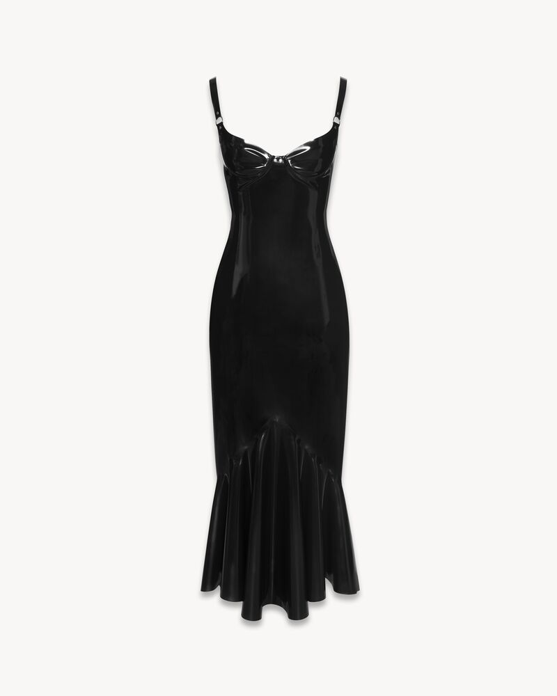 乳胶美人鱼抹胸连衣裙